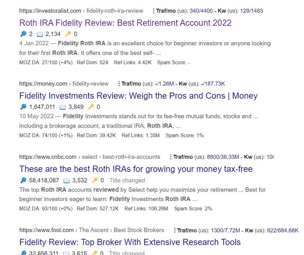 Portfolio item for Fidelity Roth IRA